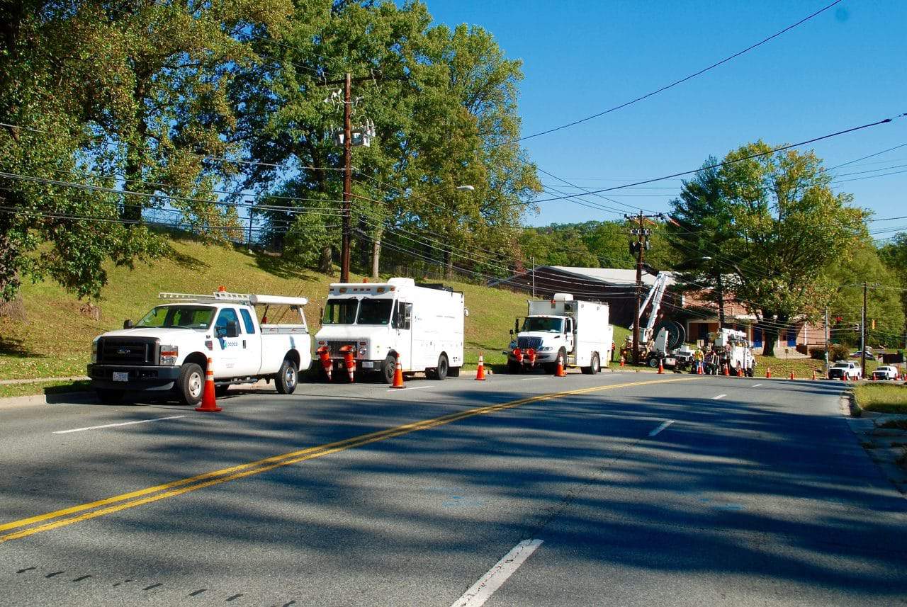 Pepco trucks working along Wayne Avenue