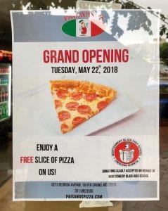Paisano's Pizza Opening Today in Silver Spring
