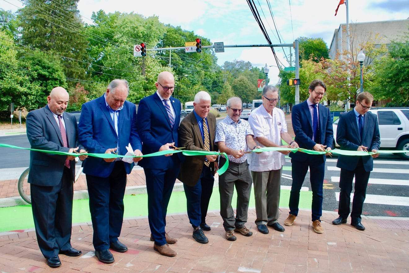 County Dedicates Protected Intersection, Completing Circuit of Bike Lanes