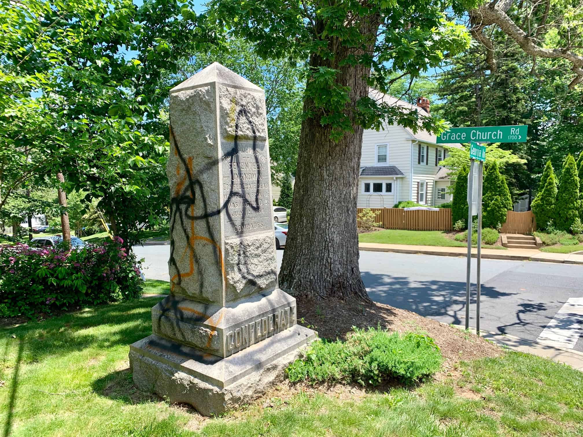 Vandals Deface Confederate Memorial at Grace Church