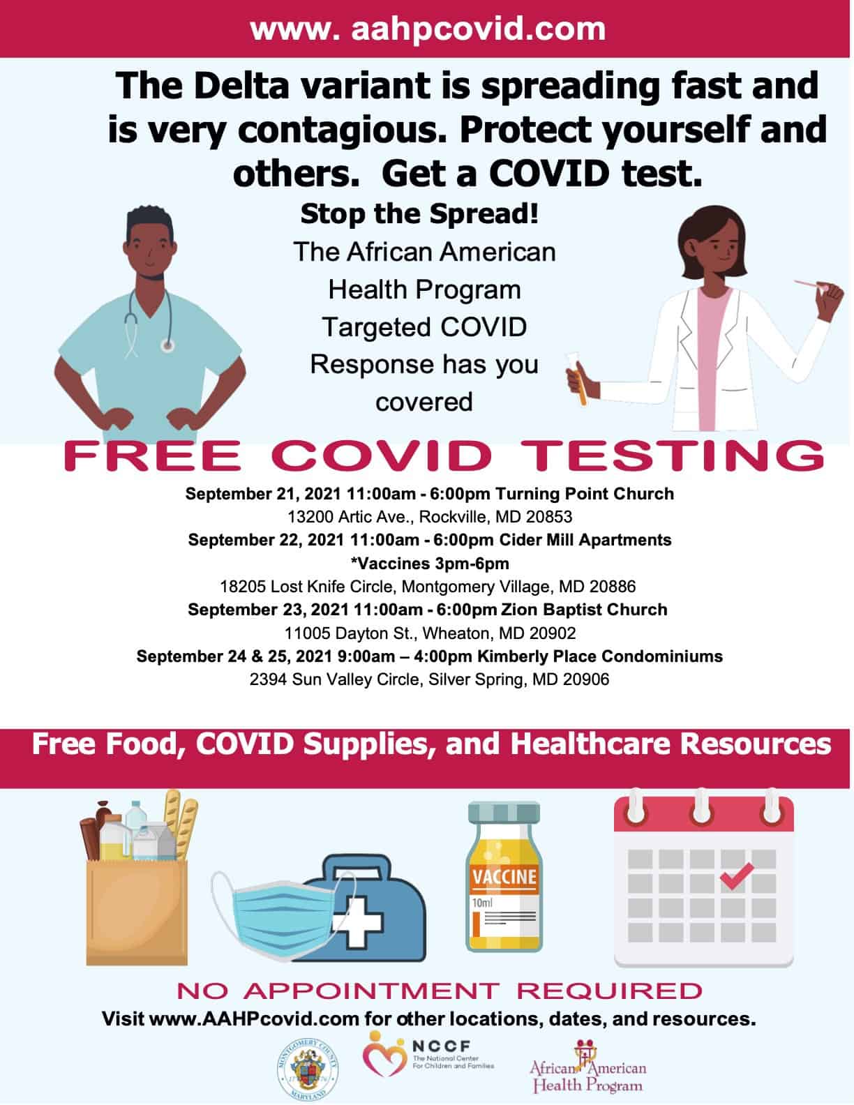 Free COVID-19 Tests + Vaccines in Montgomery County, MD