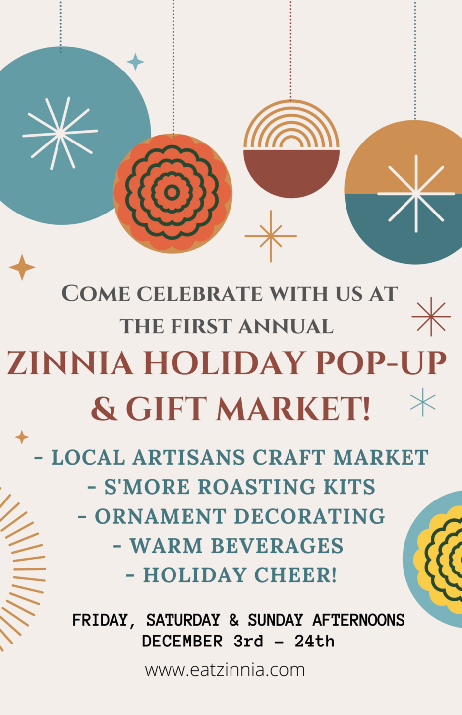 Zinnia to Host Holiday Pop-Up Market