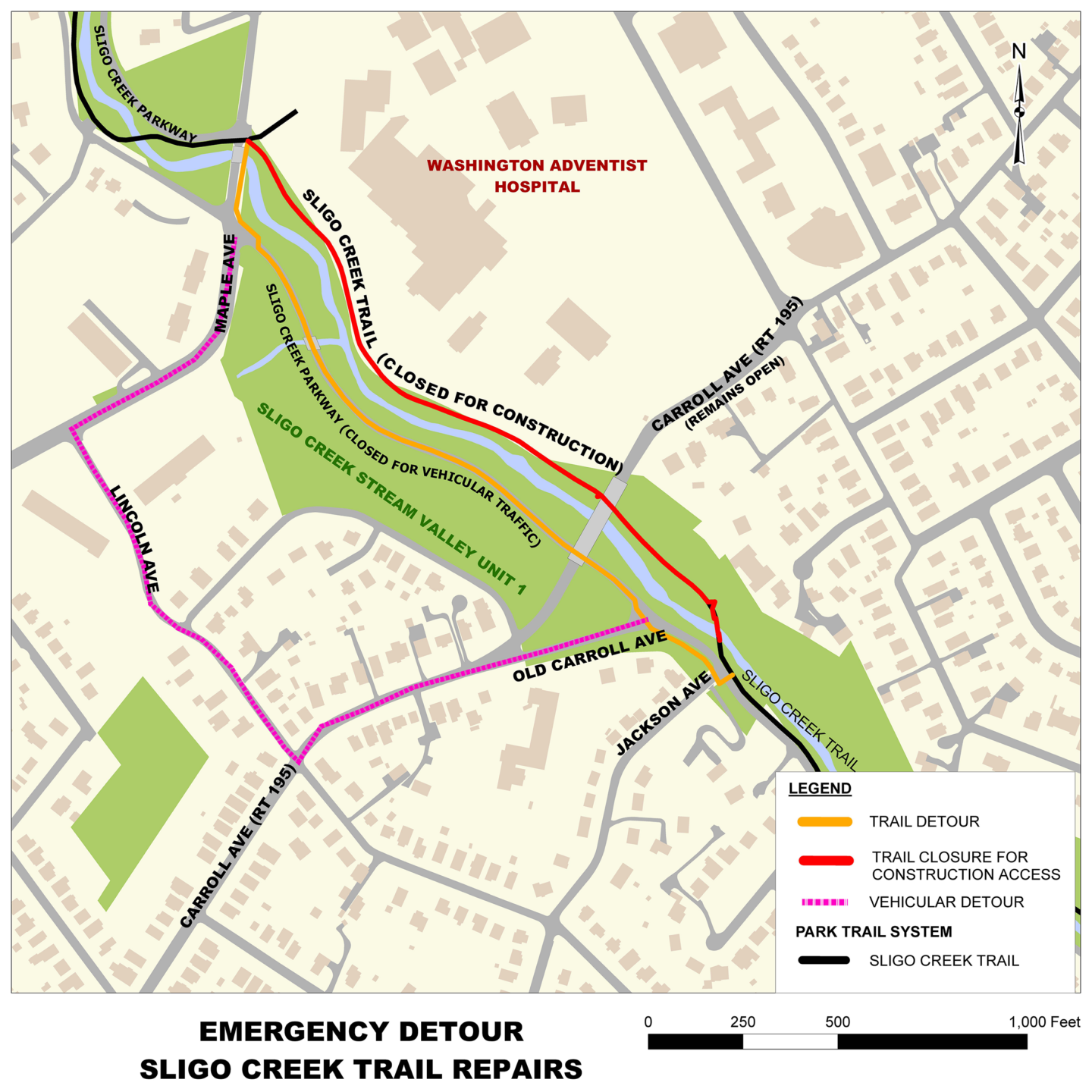 Portion of Sligo Creek Trail, Parkway to be Closed for Trail Repairs
