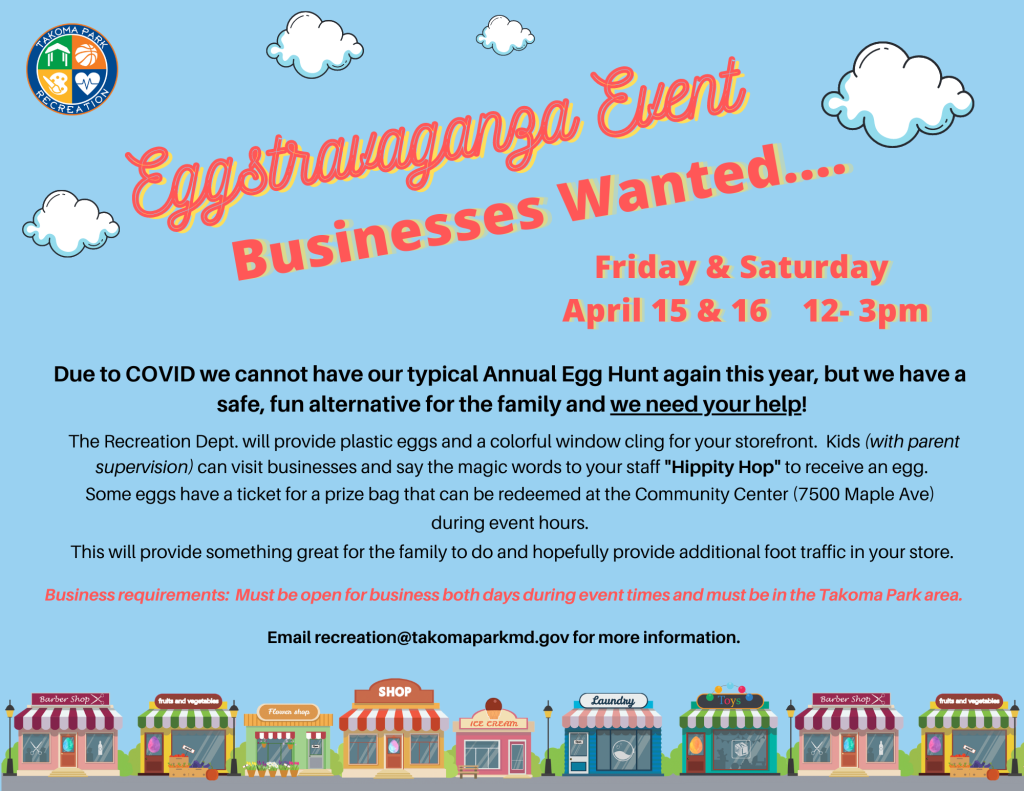 Takoma Park Rec Department Seeks Businesses for Eggstravaganza