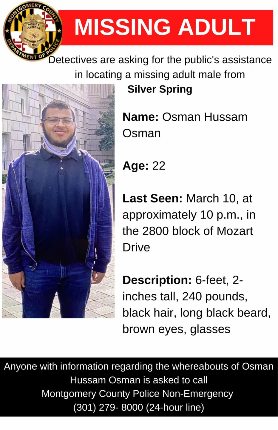 UPDATED: Concern for Missing Silver Spring Man