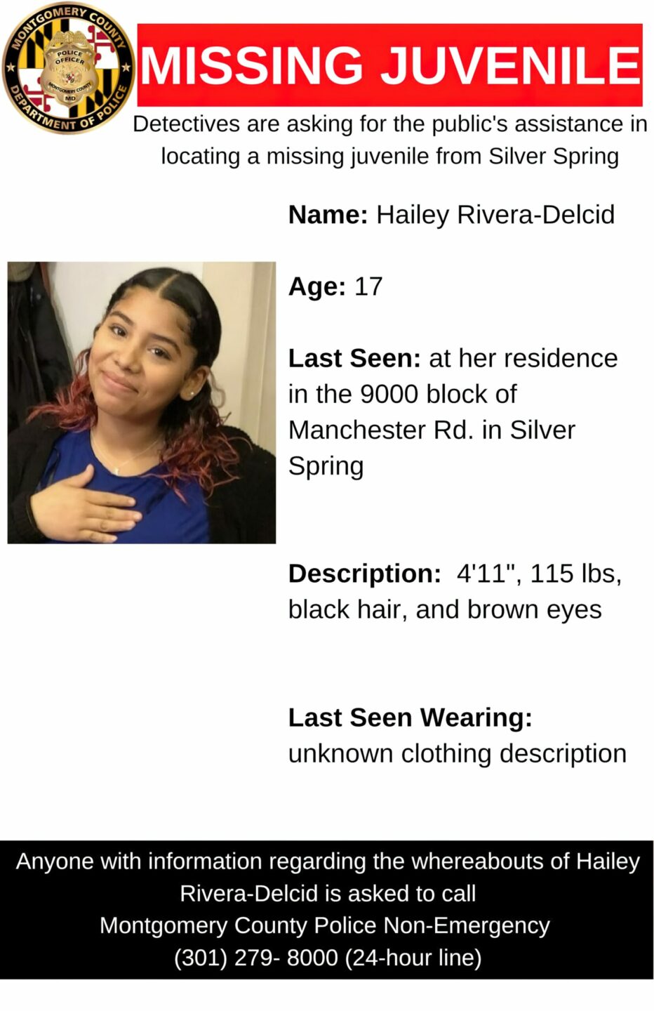 Concern for Missing Silver Spring Teenager
