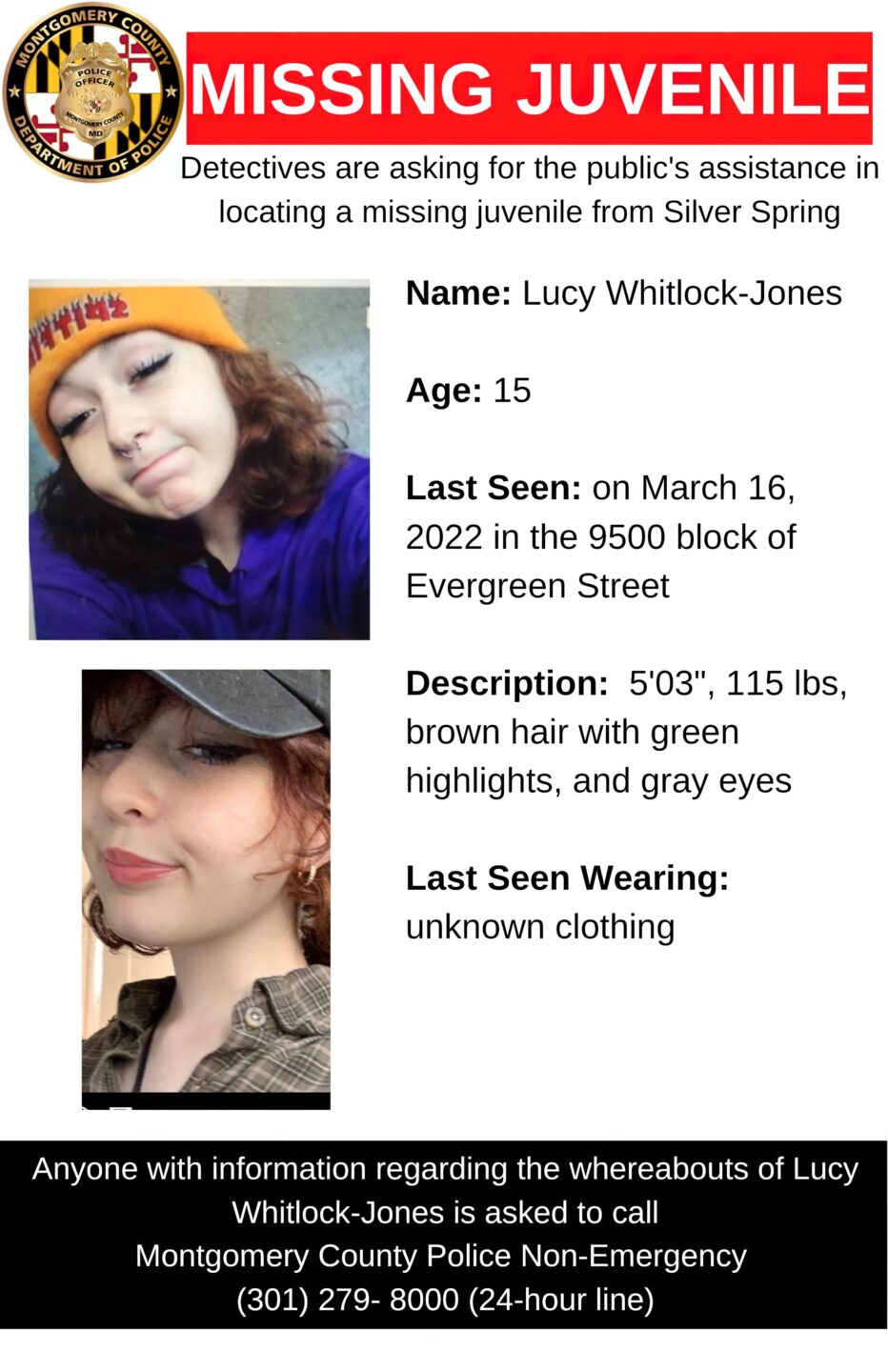 Concern for Missing 15-Year-Old Female