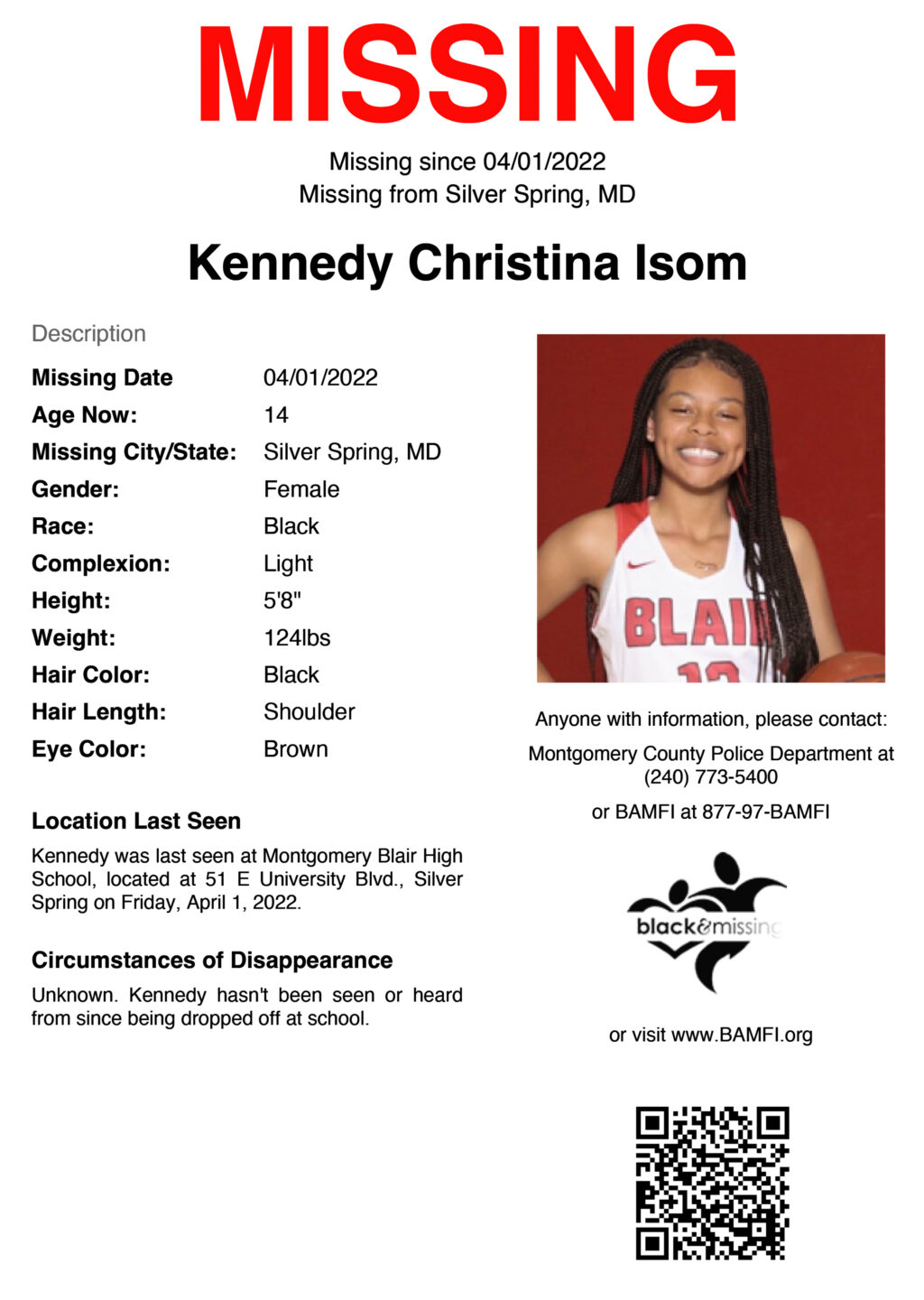 UPDATED: Black and Missing Foundation Joins Effort to Locate Missing Blair High School Student