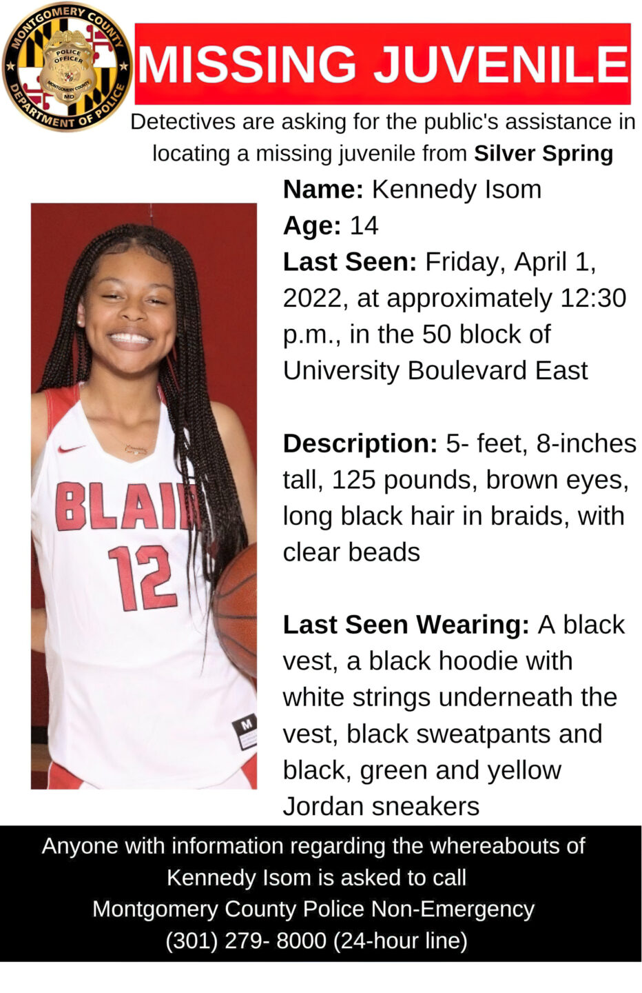 UPDATED: Concern for Missing Blair High School Student