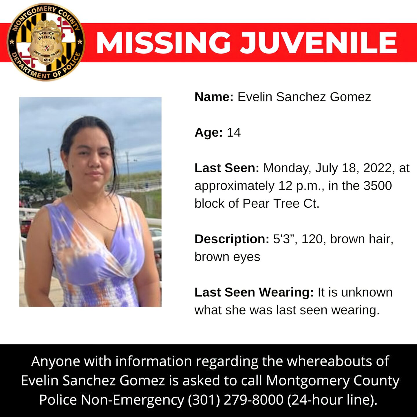 Police: Silver Spring Teen Missing Since July 18