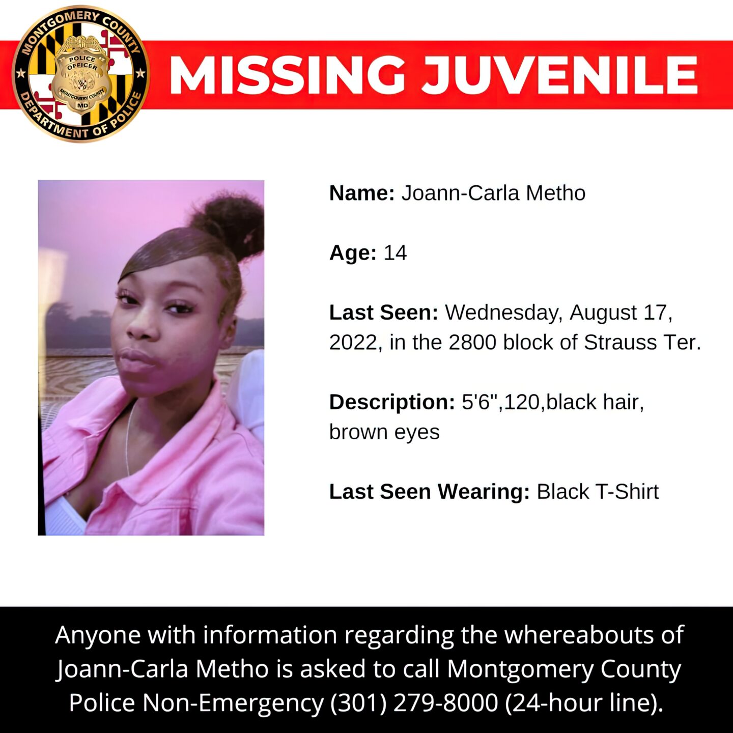 UPDATED: Police: Silver Spring Teen Missing Since August 17