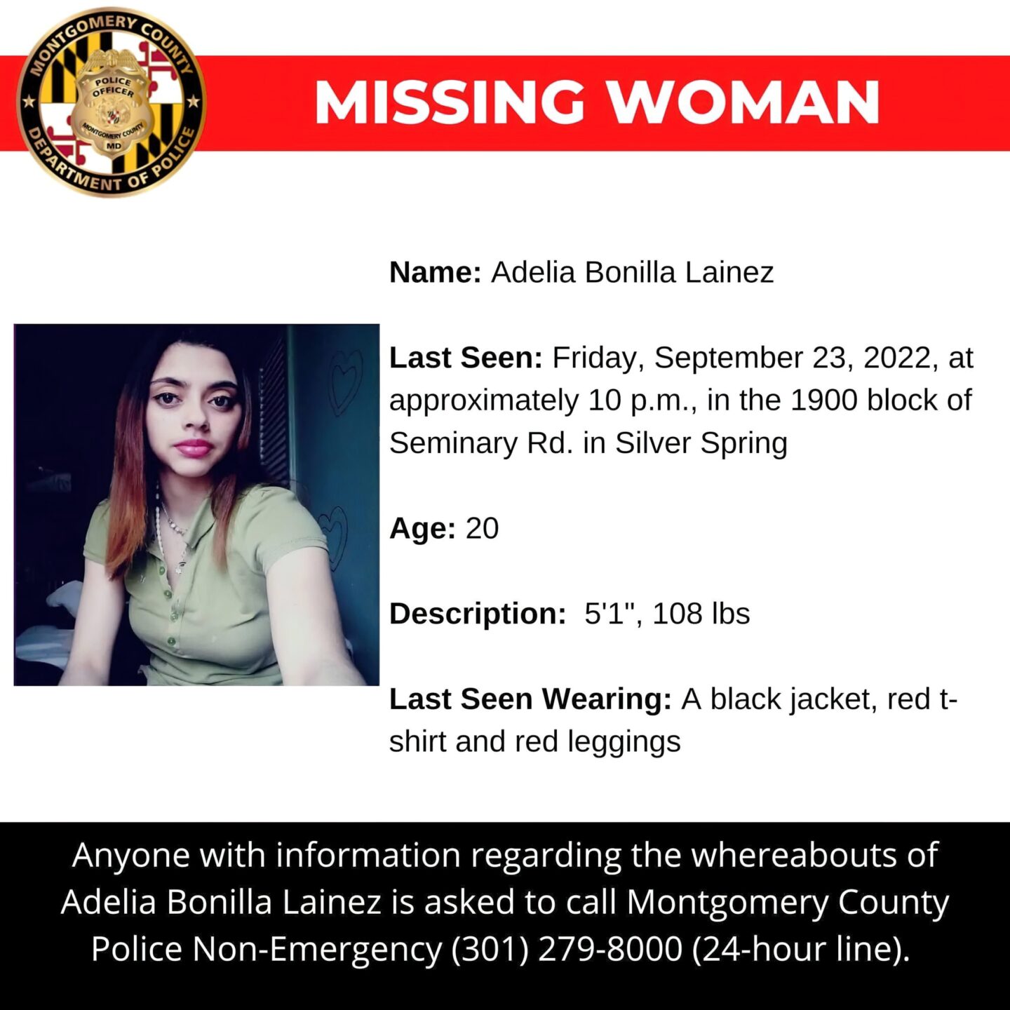 UPDATED: Police: 20-Year-Old Silver Spring Woman Missing Since Friday