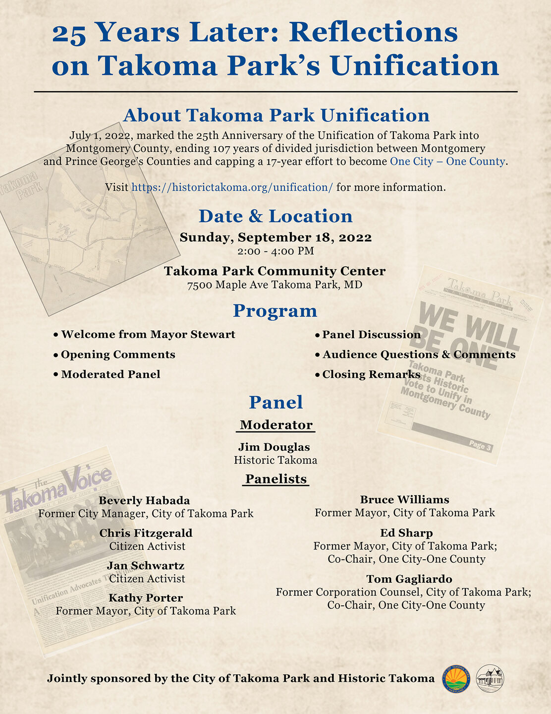 Takoma Park to Mark 25 Years Since Unification of the City