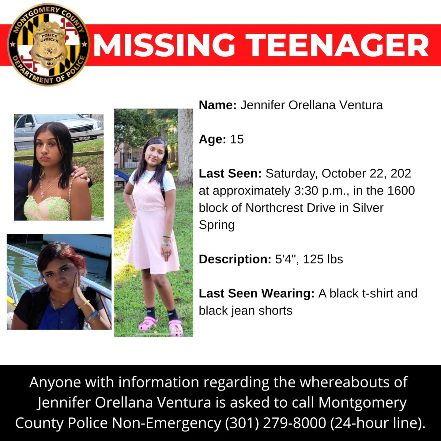 Police: Silver Spring Teen Missing Since Oct. 22