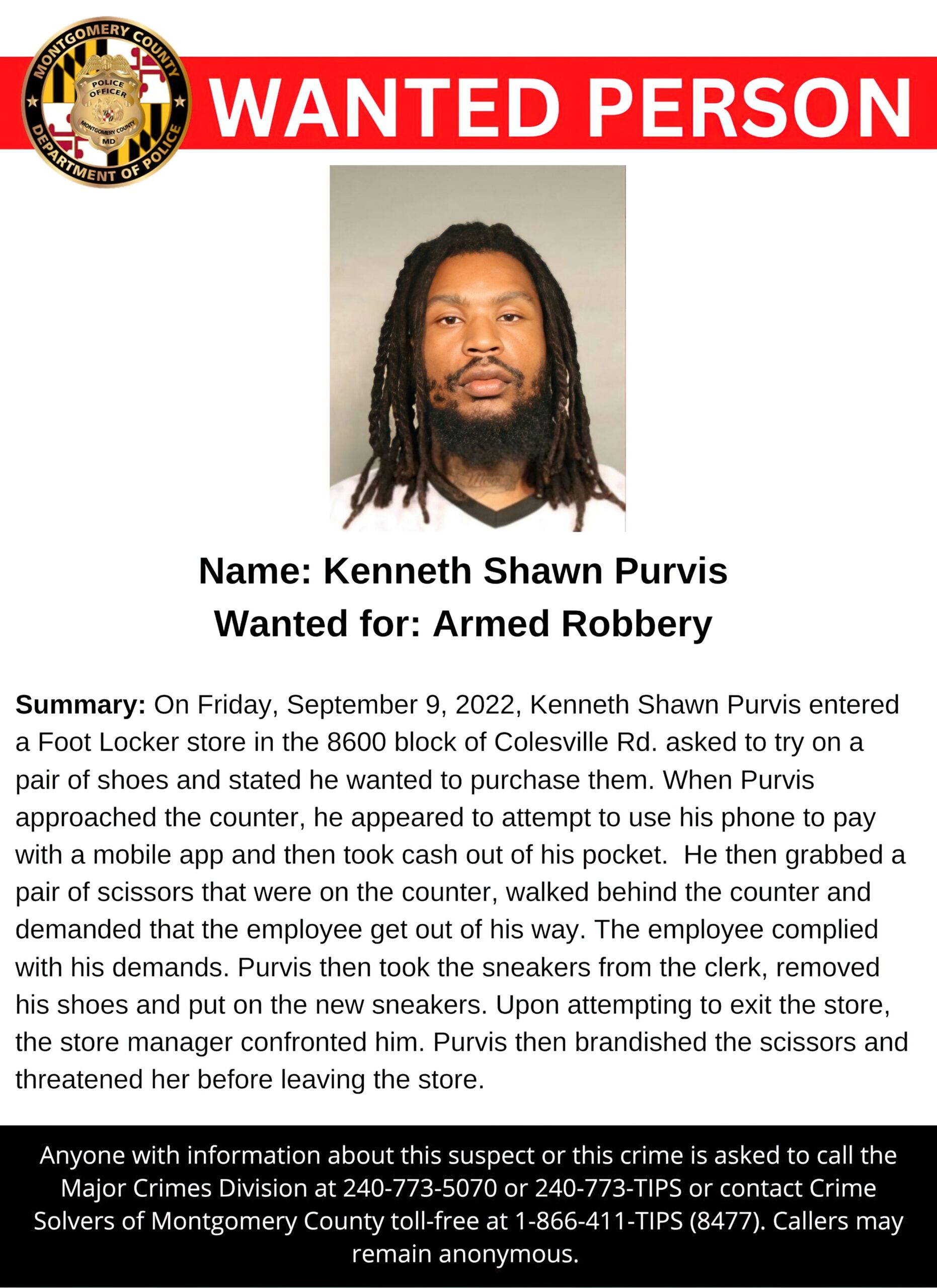 Suspect Identified in Armed Robbery of Foot Locker at Ellsworth Place