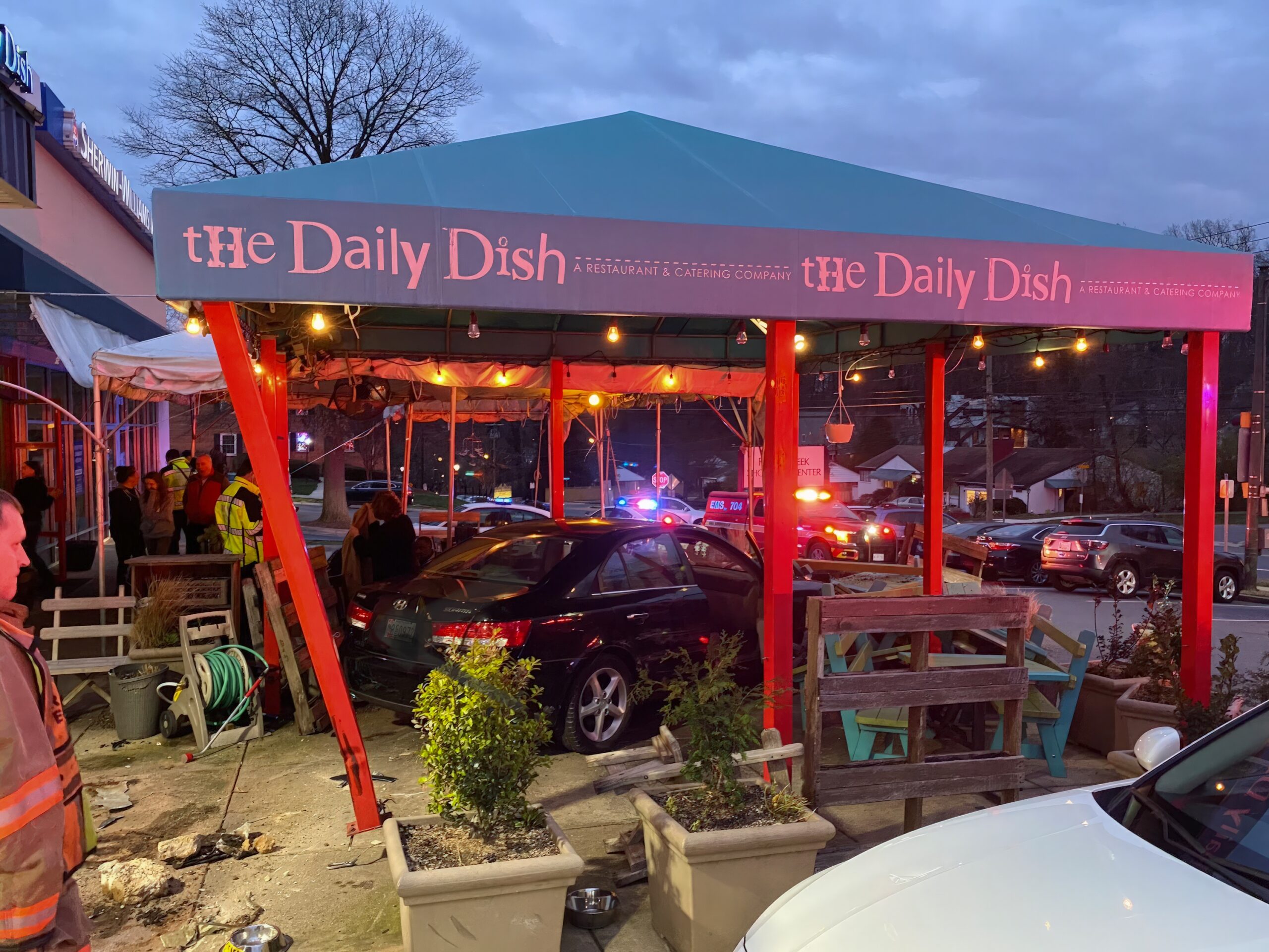 Car Crashes Into Outdoor Seating Area at The Daily Dish
