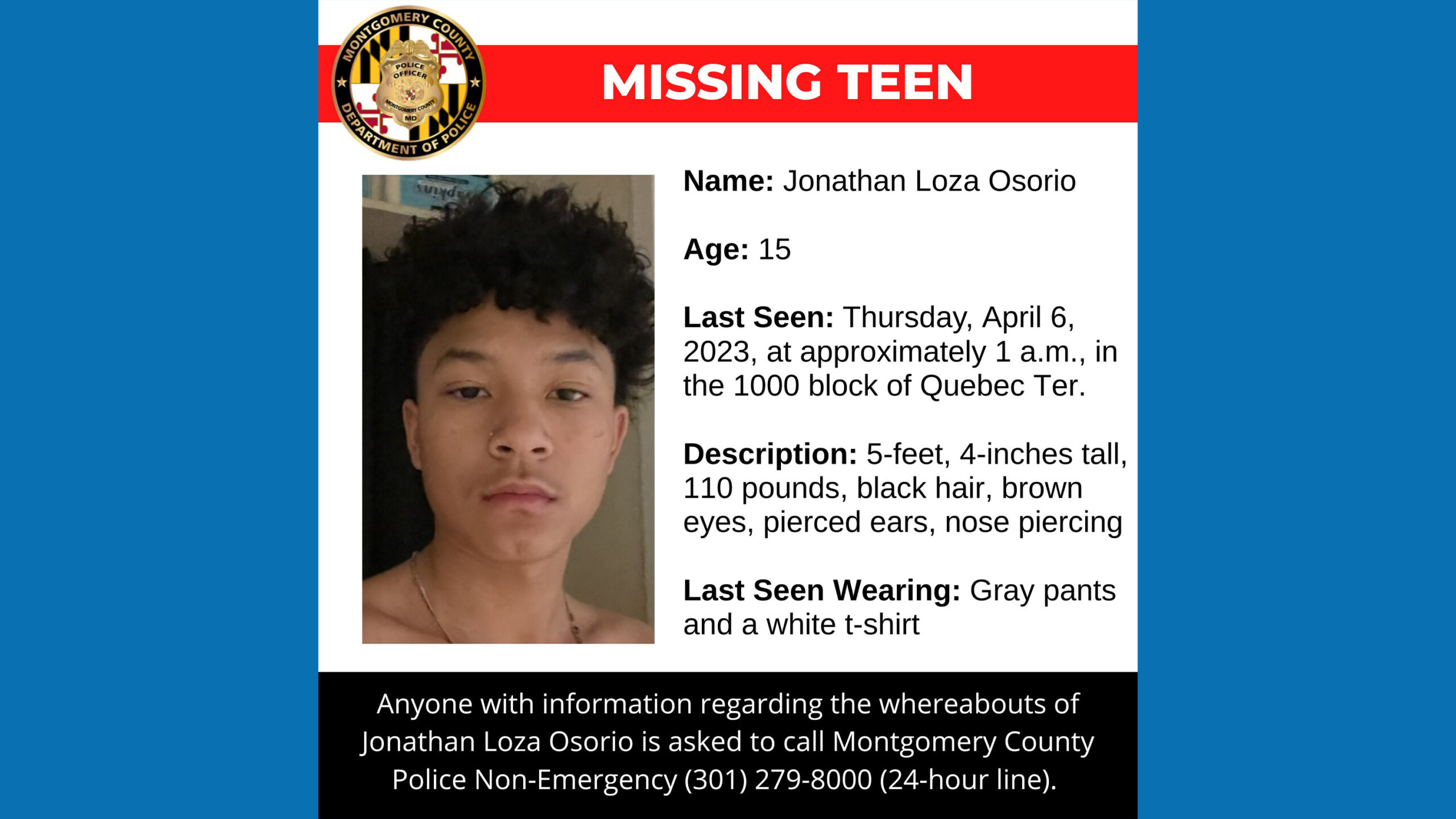 UPDATED: Police: Silver Spring Teen Missing Since April 6