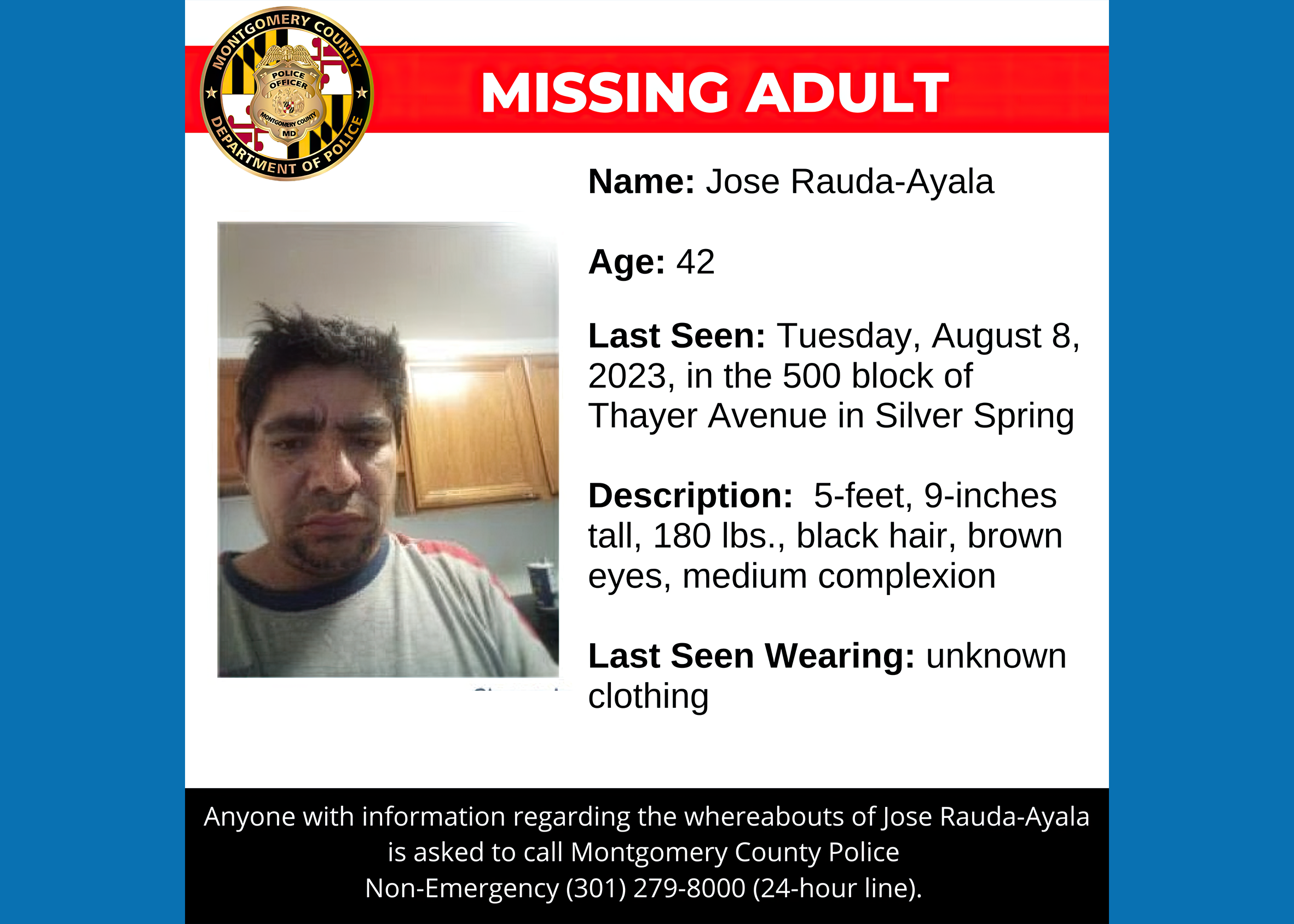Police: Silver Spring Man Missing Since August 8