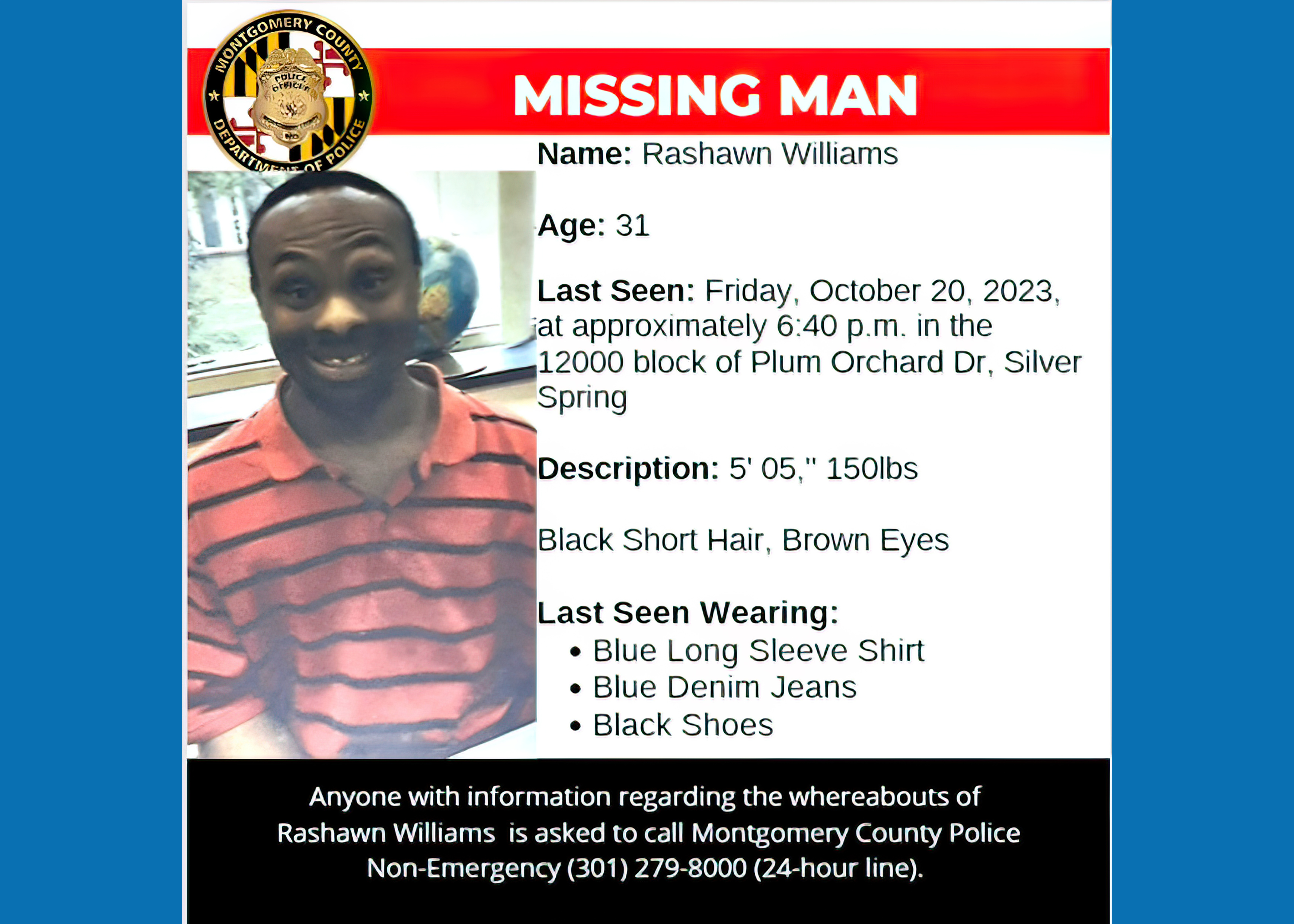 UPDATED: Police: 31-Year-Old Man Missing Since October 20