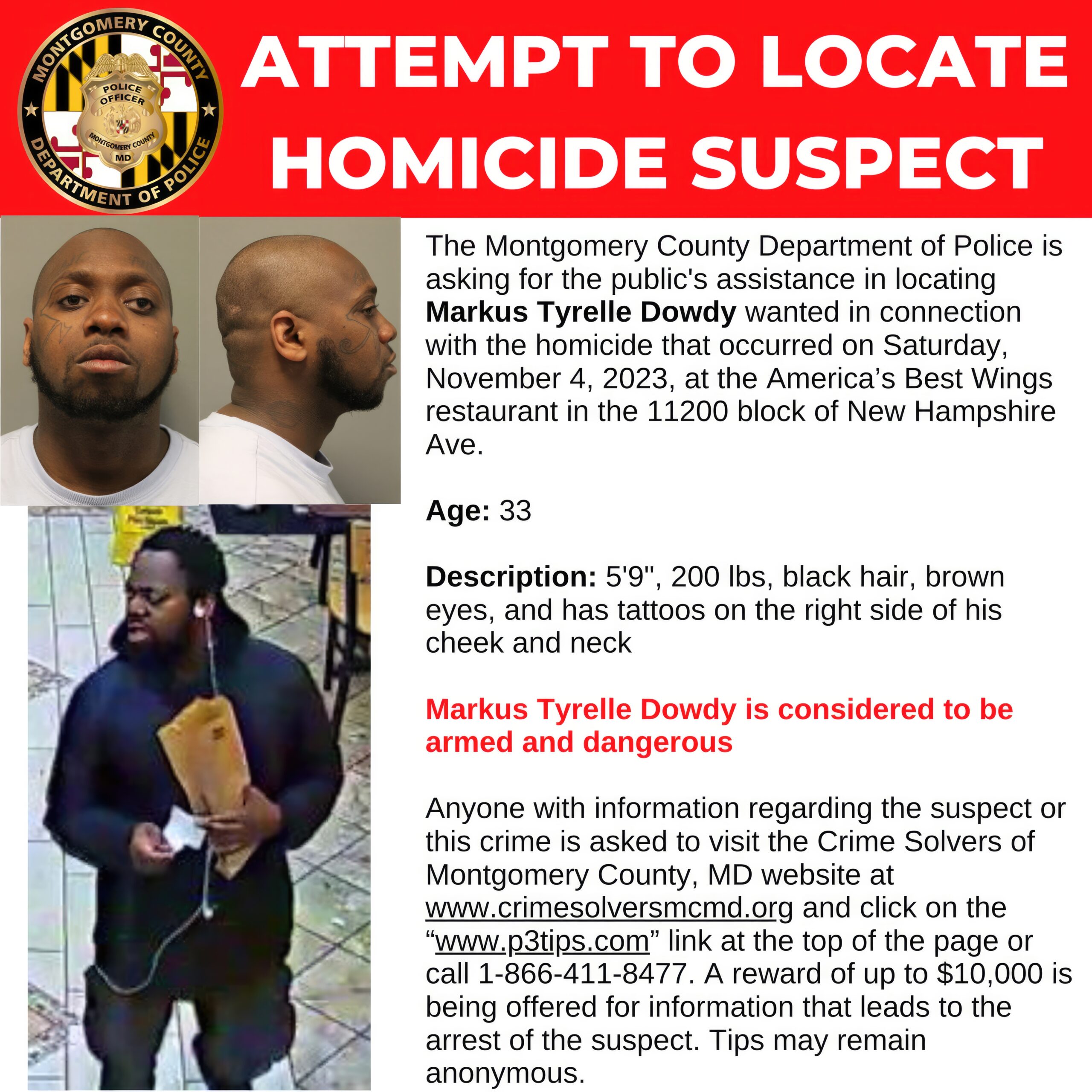 ‘Armed and Dangerous’ Homicide Suspect Sought by Police