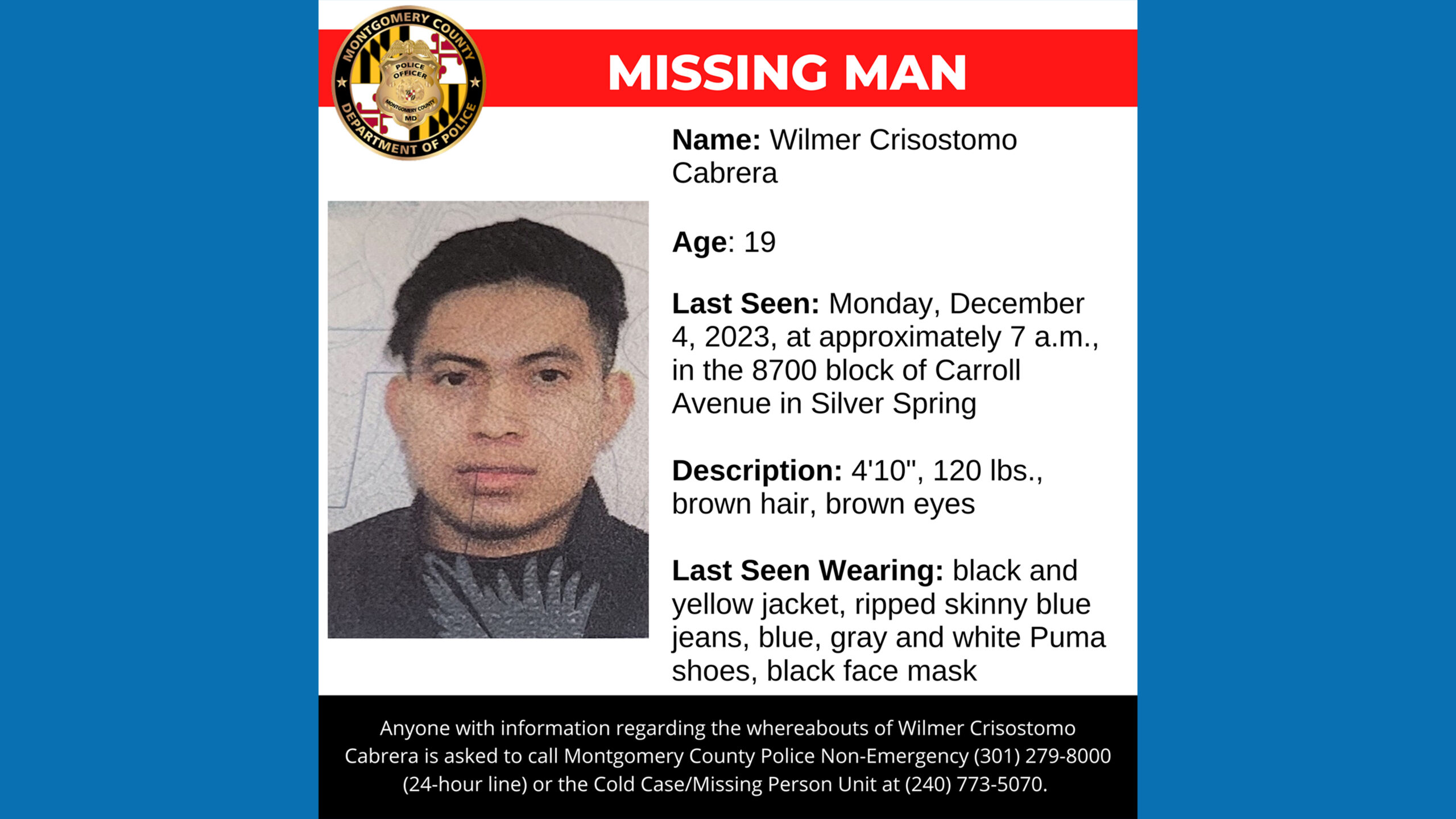 Silver Spring Man Reported Missing Since Dec. 4