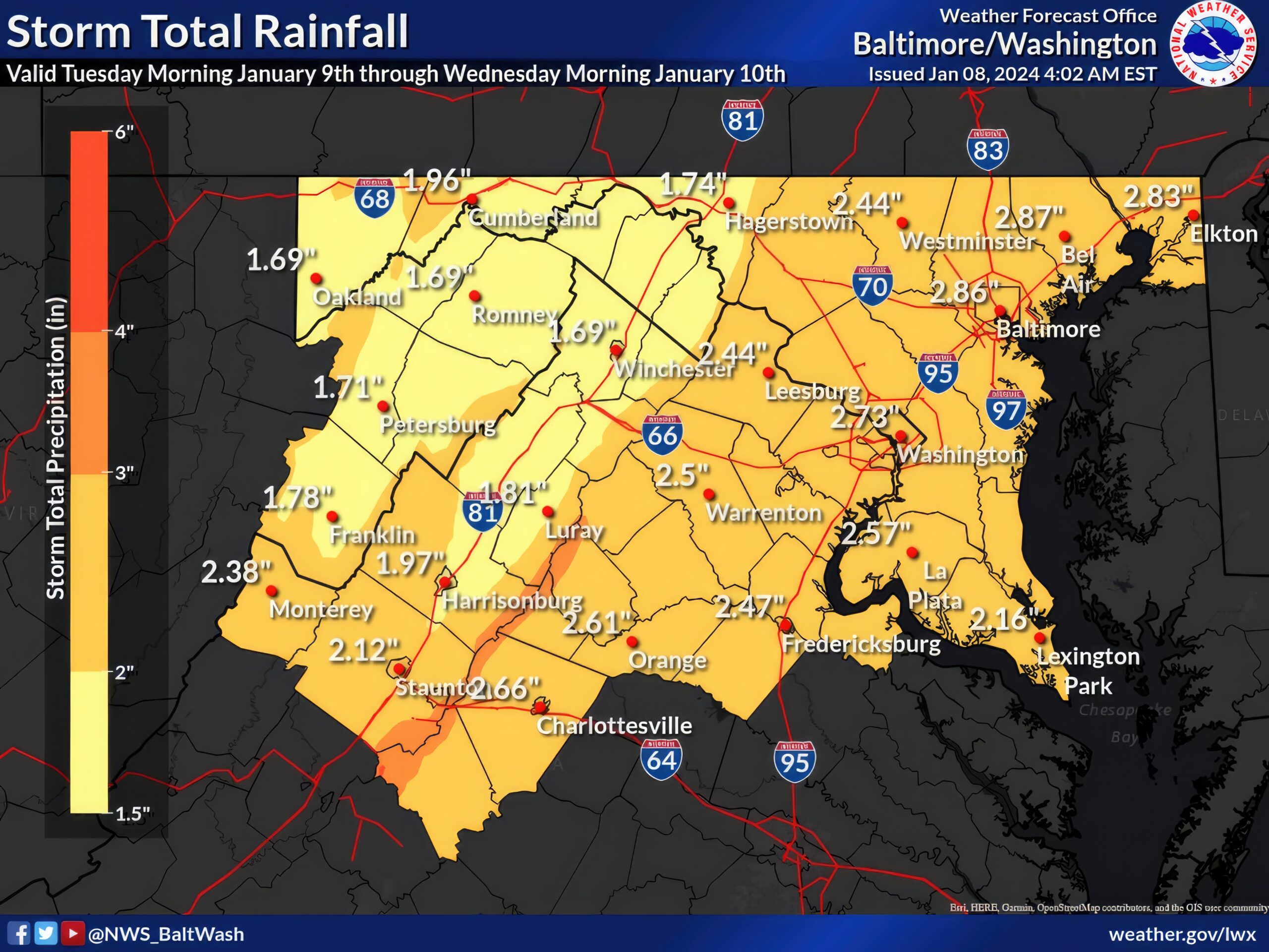 National Weather Service Warns of ‘Impactful Storm System’ Set to Hit on Tuesday
