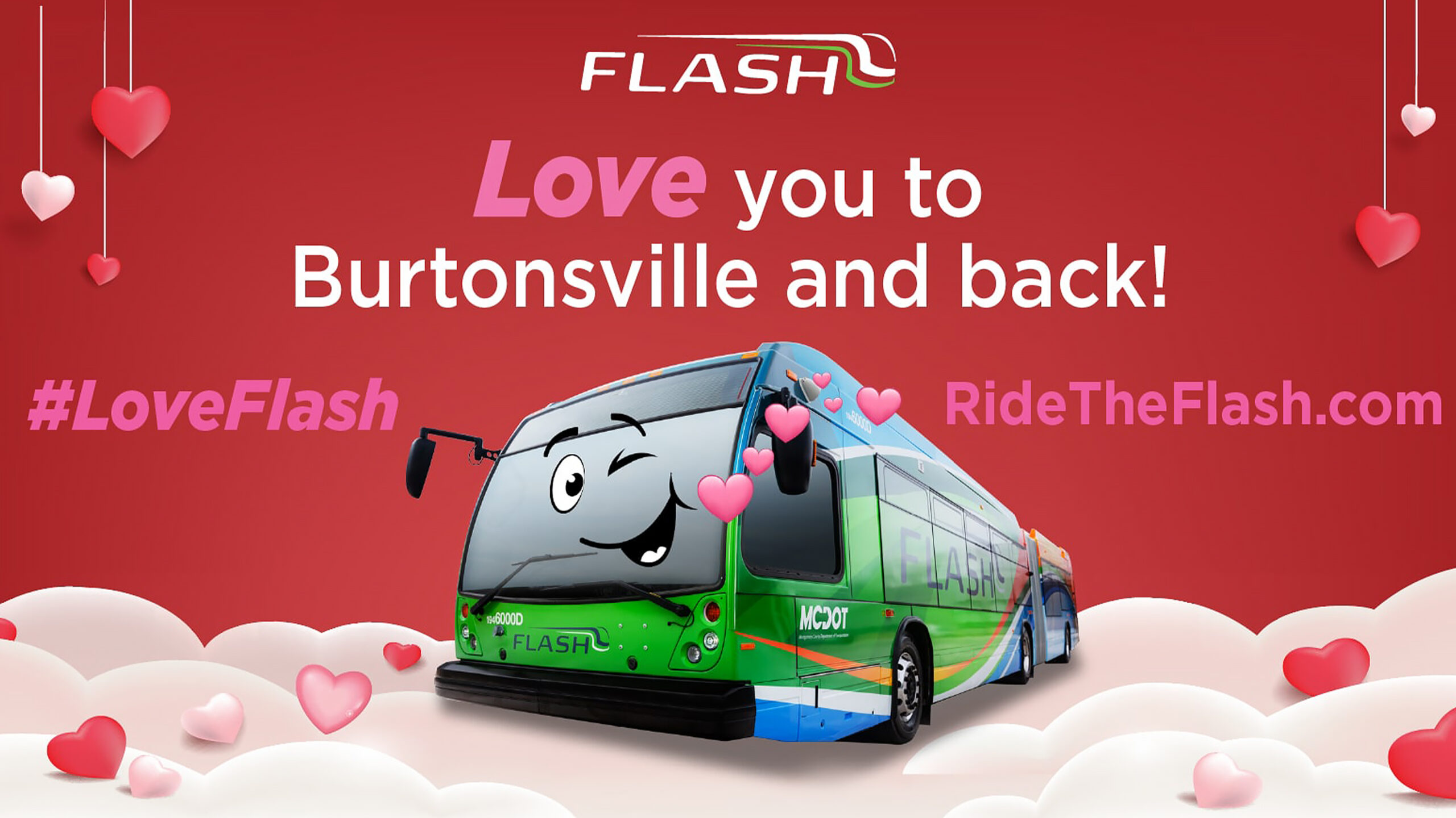 Montgomery County DOT Spreads Love: Valentine’s Day Buses Hit the Streets