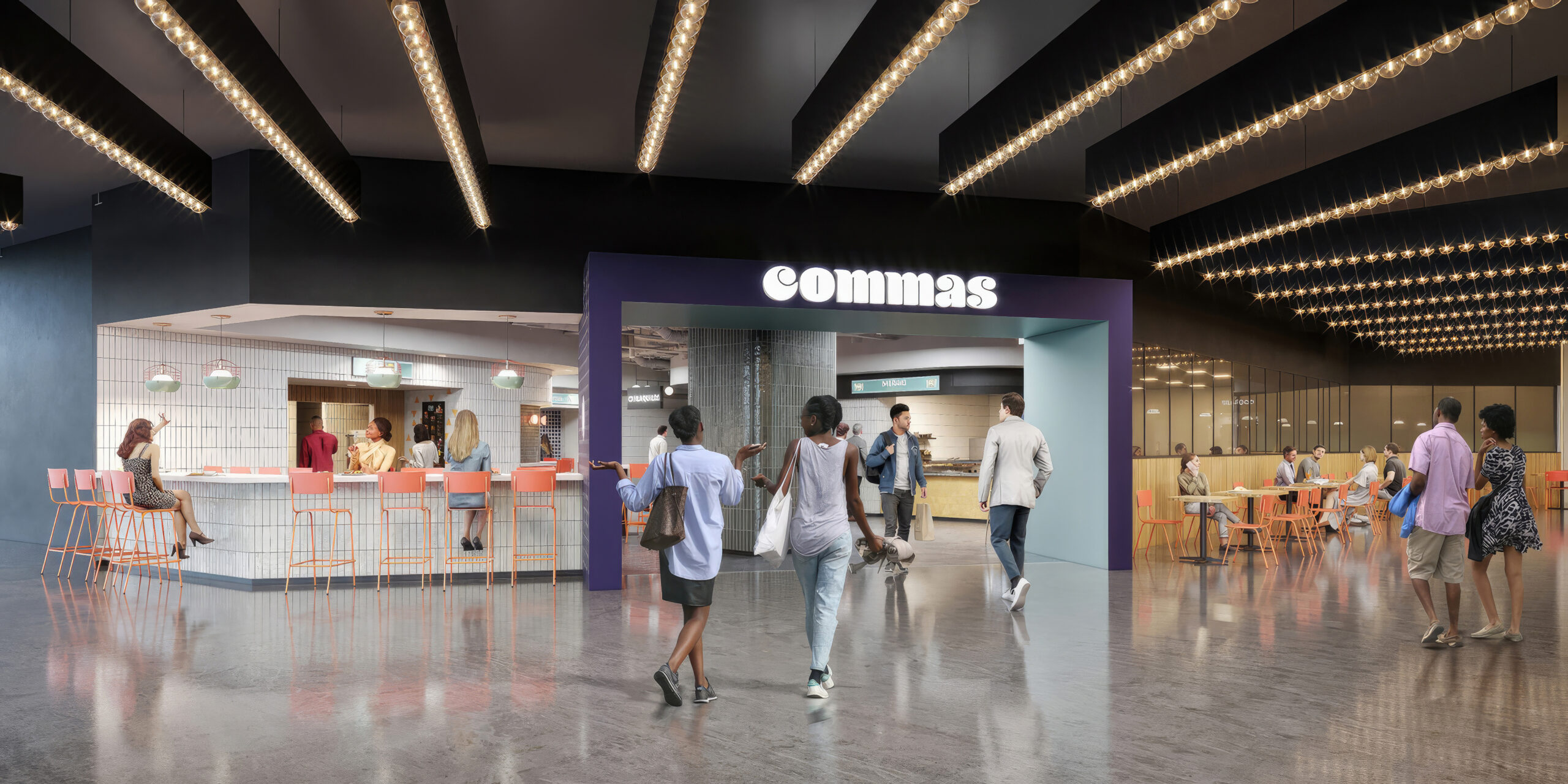 Commas Food Hall at Ellsworth Place Awaits Liquor License Approval